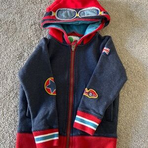 Mini boden aviator hooded zip up